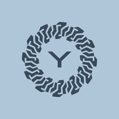  Modern and savvy circle emblem initials letter Y logo.