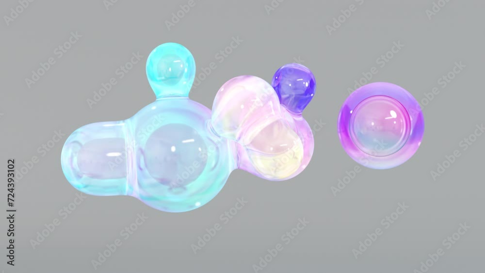 Aufkleber transforming liquid blobs in a metaball animation. 3d abstract colorful metaballs in the background.