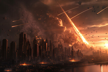 Meteorite that is hitting the earth, natural disaster concept.