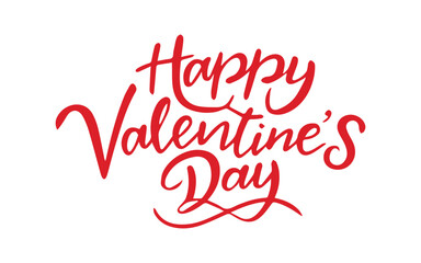 Fototapeta na wymiar Happy Valentines Day hand drawn lettering red color