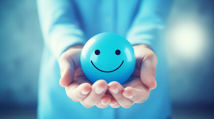 happy smiley face with hands, Ai Generate 