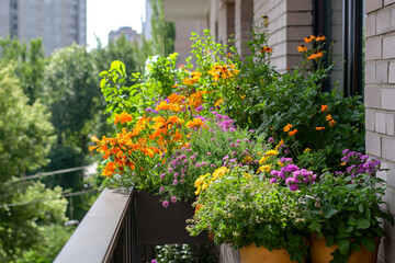 Urban Oasis: Vibrant Balcony Garden in the City