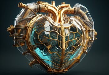 Heart-Shaped Object With Pipes and Valves