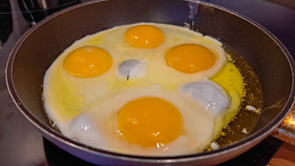 fried egg in a frying pan