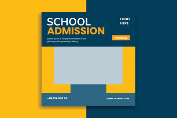 school admission social media post, admission banner design  - obrazy, fototapety, plakaty
