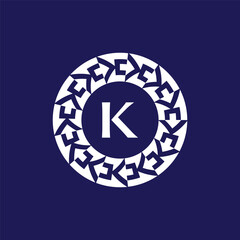 logo initials letter K. modern and elegant circle emblem.