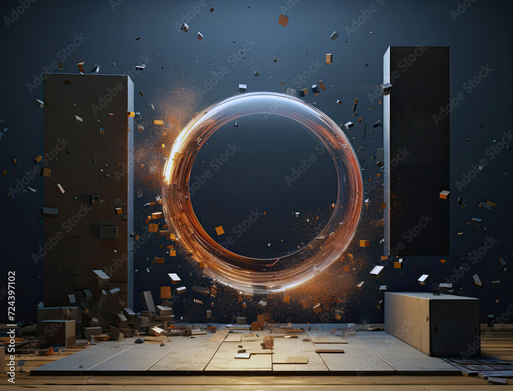 Wall mural representation of a quantum computing concept