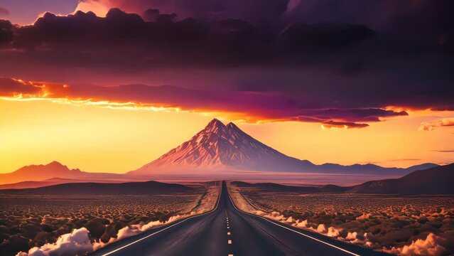 Empty road with beautiful view abstract background. Travel vacation concept. Generative ai.