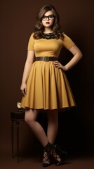 Woman in Yellow Dress Posing for Picture