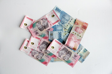 Cash payment concept. Indonesian rupiah currency. One hundred thousand rupiah and fifty thousand rupiah.