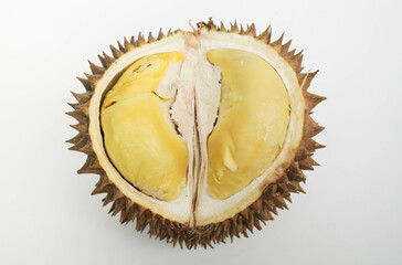 a Half Durian fruits isolated on white background