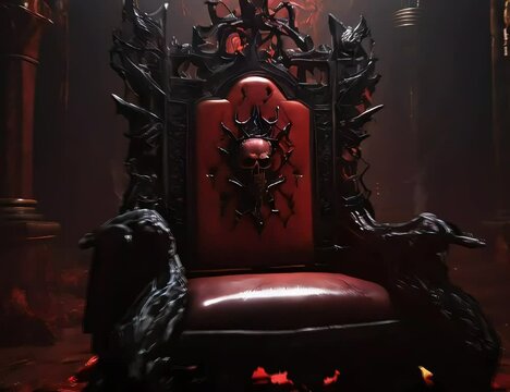 Scary Cursed Throne with blood in a scary dark place video clip