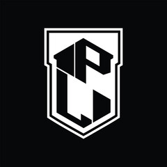 PL Logo monogram hexagon geometric up and down inside shield isolated style design template