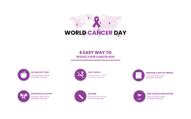 World Cancer Awareness Six points infographic Template