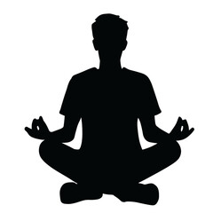 silhouette of a person meditating - obrazy, fototapety, plakaty