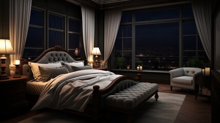 Night sense of Elegant and comfortable home & hotel bedroom interior