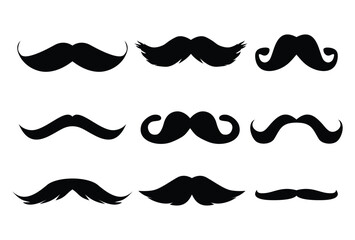 Set of mustache silhouette icon logo template vector illustration design
