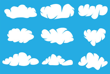 Set of Cloud silhouette icon logo template vector illustration design