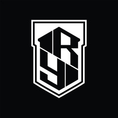 RY Logo monogram hexagon geometric up and down inside shield isolated style design template