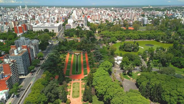 Rosario Argentina province of Santa Fe aerial images with drone of the city Views of the Parana River lake in independece park gardens