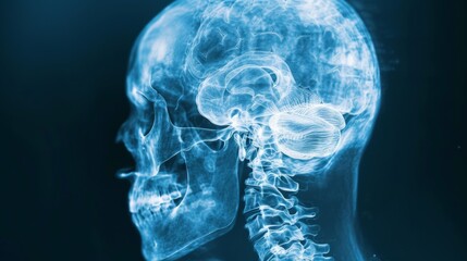 X-ray of the human head and brain. Neurological picture
