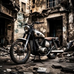 old motorcycle in the street
