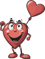 Cute and Smiley Vector Icon of Love Cartoon for Valentine Day