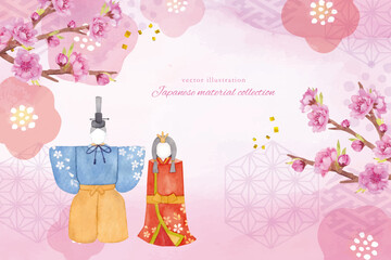 水彩で描いた雛祭りの背景