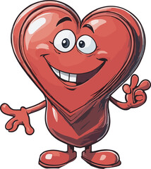 Cute and Smiley Vector Icon of Love Cartoon for Valentine Day