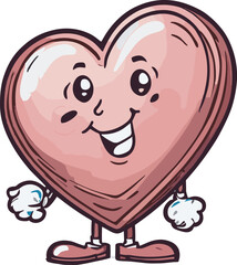 Cute and Smiley Vector Icon of Love Cartoon for Valentine Day