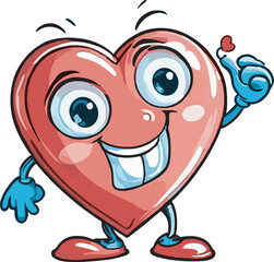 Cute and Smiley Vector Icon of Love Cartoon for Valentine Day