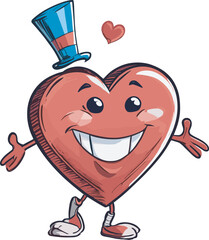 Cute and Smiley Vector Icon of Love Cartoon for Valentine Day
