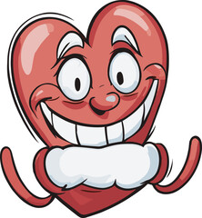 Cute and Smiley Vector Icon of Love Cartoon for Valentine Day