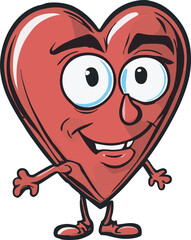Cute and Smiley Vector Icon of Love Cartoon for Valentine Day