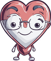 Cute and Smiley Vector Icon of Love Cartoon for Valentine Day