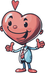 Cute and Smiley Vector Icon of Love Cartoon for Valentine Day
