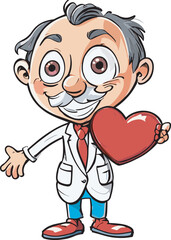 Cute and Smiley Vector Icon of Love Cartoon for Valentine Day