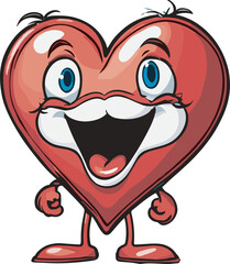Cute and Smiley Vector Icon of Love Cartoon for Valentine Day