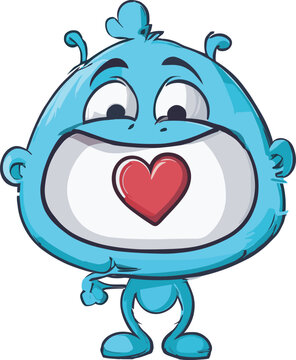 Cute and Smiley Vector Icon of Love Cartoon for Valentine Day