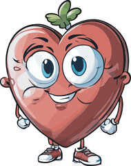 Cute and Smiley Vector Icon of Love Cartoon for Valentine Day