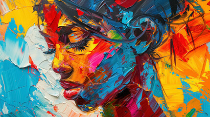 Abstract colorful portrait of a woman's face.