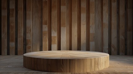 Wooden podium for product design. Modern wooden stand