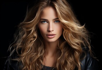 Naklejka premium Woman With Long Blonde Hair and Blue Eyes