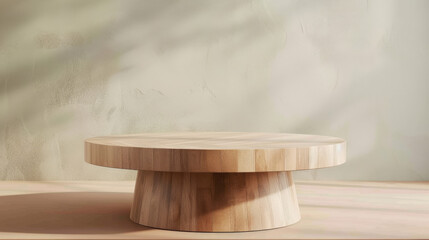 Wooden podium for product design. Modern wooden stand