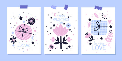 Valentine's Day gift cards, prints and more. Vector illustration