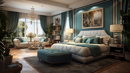 Interior of a cozy room in glamor style