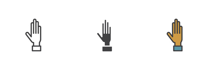 Hand different style icon set