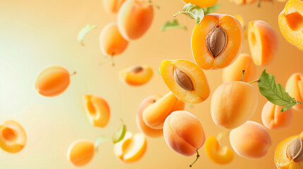 Flying fresh apricots