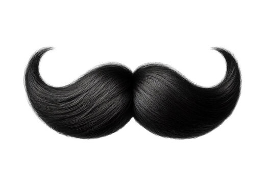 Black curly mustache beard isolated on white background