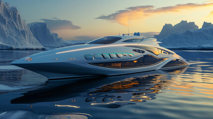 Futuristic motor boat - obrazy, fototapety, plakaty